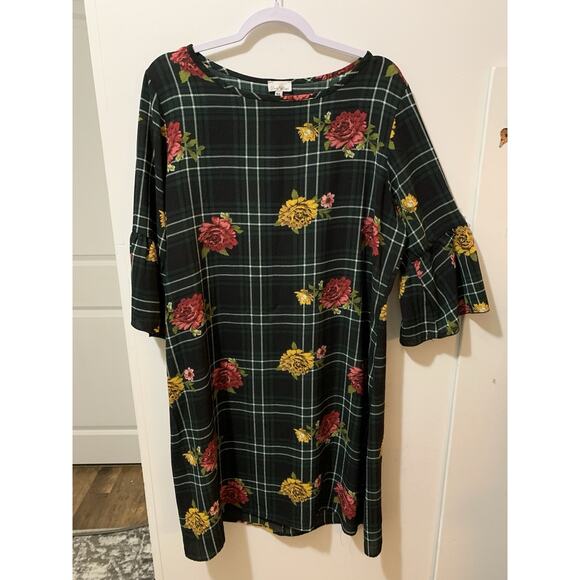 Olivia Matthews Women Dress XL Floral Bell Sleeve‎ Midi Pencil Wedding Career - Picture 1 of 10